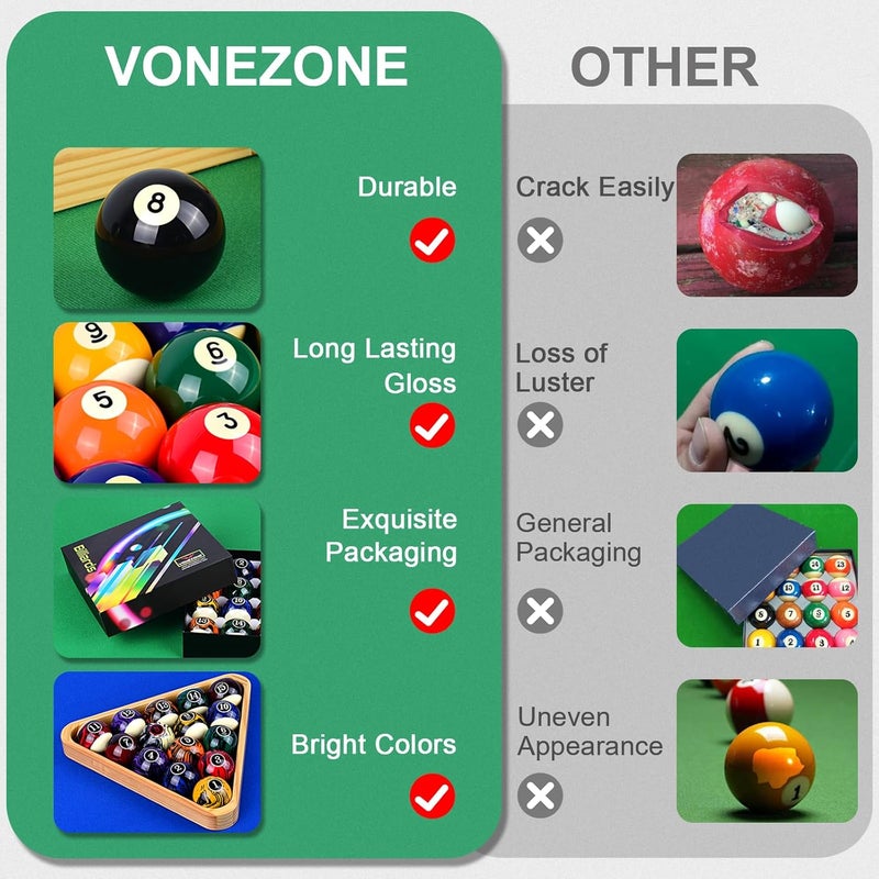 vonezone Billiard Balls Complete 16 Ball Set, Pool Balls Billiard Set 2-1/4" Regulation Size,New Upgrade Billiards Professional Pool Table Balls - Image 4